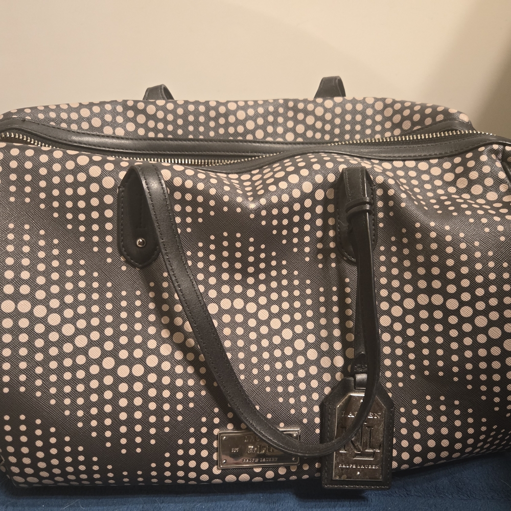 Ralph Lauren Black and White Polka Dot Handbag
